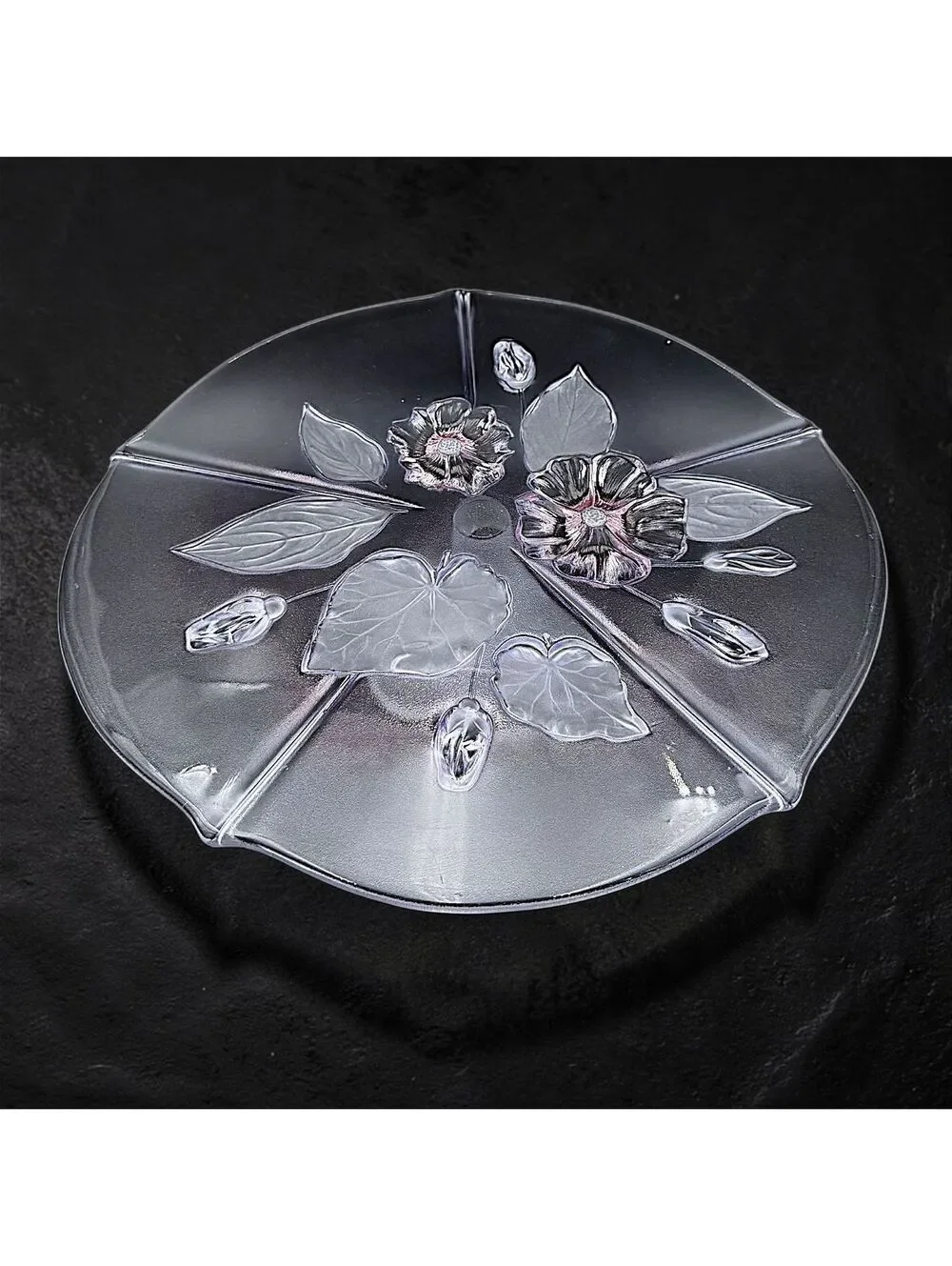 Vintage Mikasa Calypso Pastel Giftware Floral Glass Cake Stand - Large (13